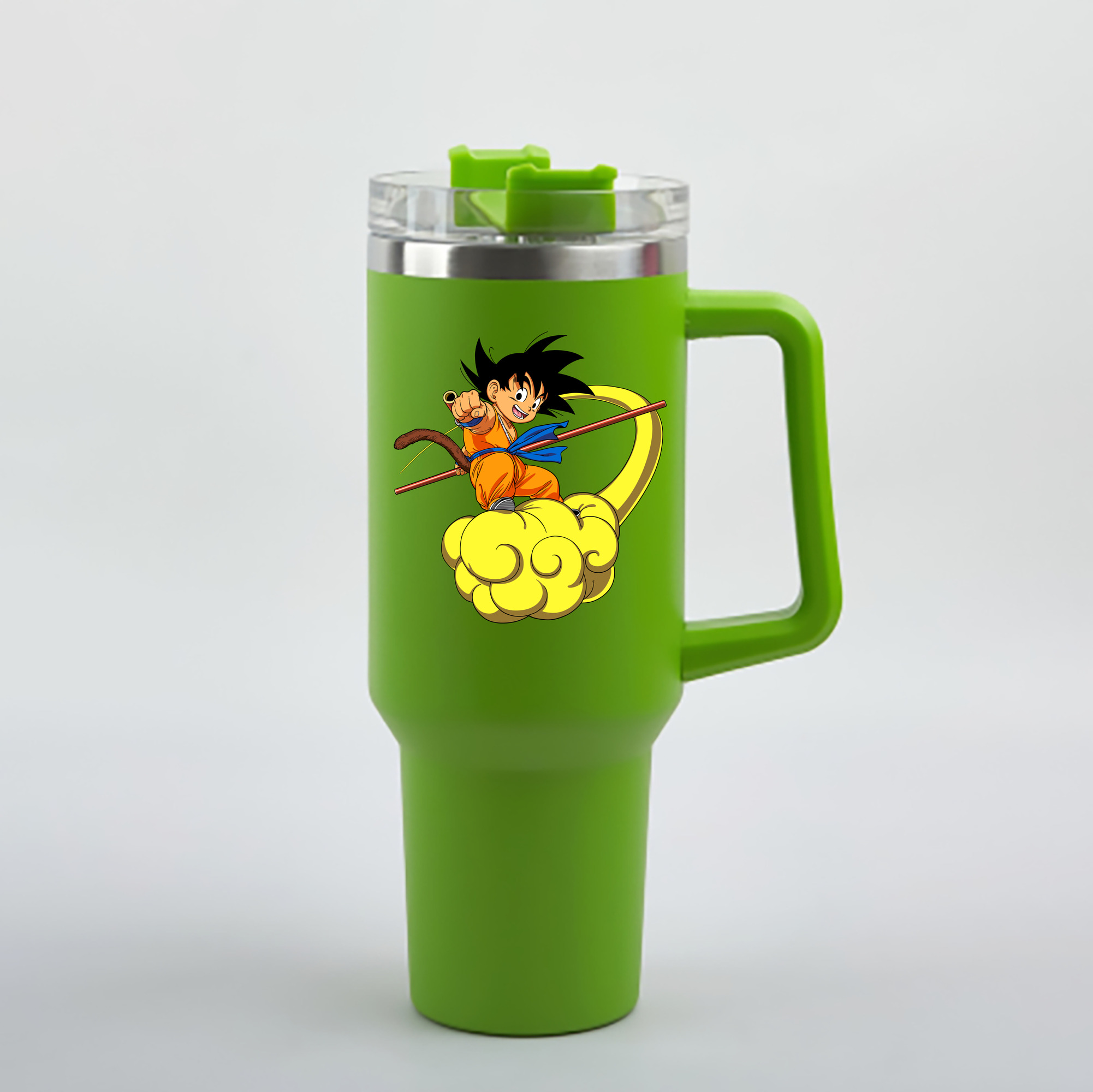 （画像用） ドラゴンボール 孫悟空（そん ごくう）Son Goku カカロット DRAGON BALL Kakarotto 1200mL車用タンブラー - クリスタルステッカー（プラスチックストロー付き）